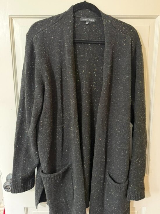 love ellie Sweaters - Love Ellie Cardigan Cardi Colorful Speckles Charcoal 2X